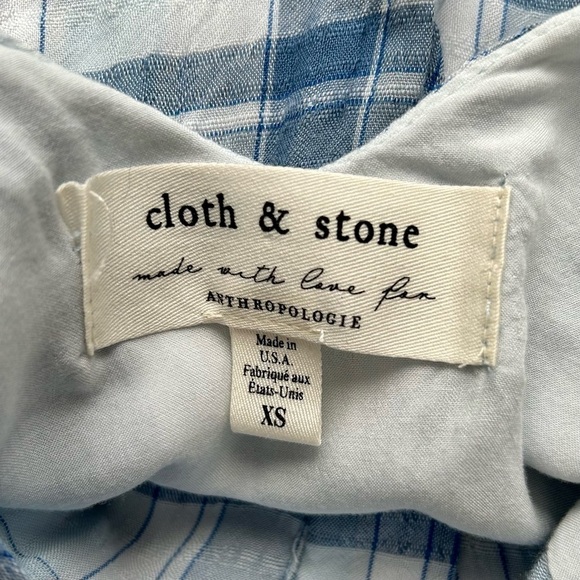 Anthropologie Cloth & Stone Blue Plaid Checkered Button Up Shift Tunic Dress XS - Picture 8 of 11